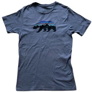 Patagonia‎ Fitz Roy Bear Organic Cotton Top Shirt Tee Slim Fit Blue Men’s M
